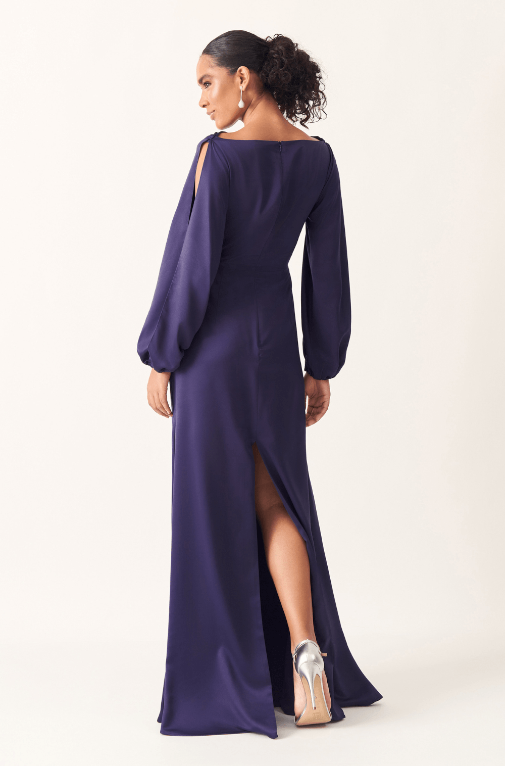 Vestido De Festa Longo Janine Azul Marinho - Hover