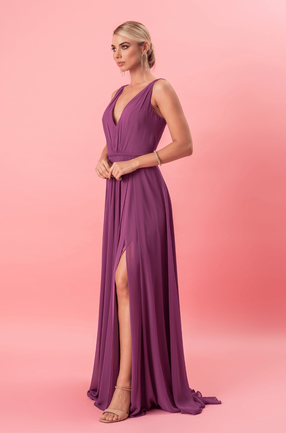 Vestido De Festa Longo Verbenna Uva - Hover