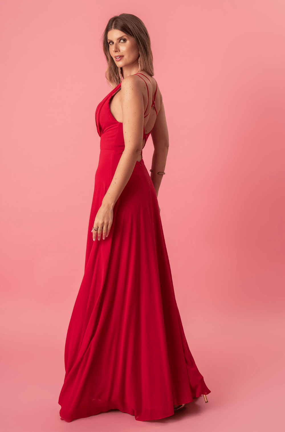 Vestido De Festa Longo Moana Vermelho - Hover