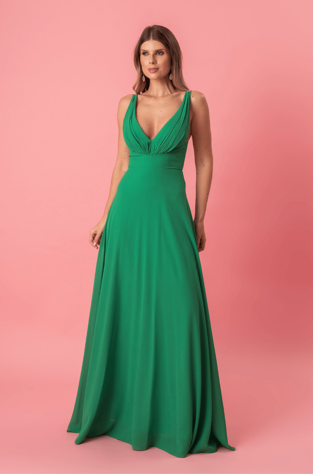 Vestido De Festa Longo Moana Verde Bandeira - Hover