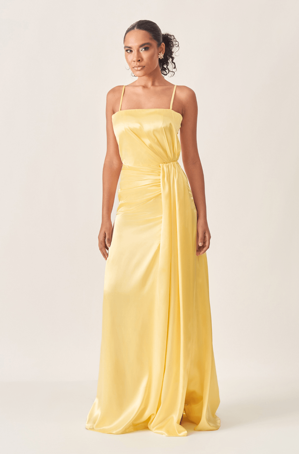 Vestido De Festa Longo Eliana Amarelo Manteiga