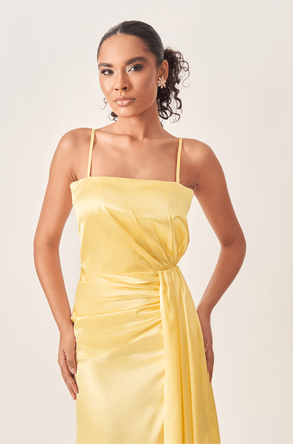 Vestido De Festa Longo Eliana Amarelo Manteiga - Hover