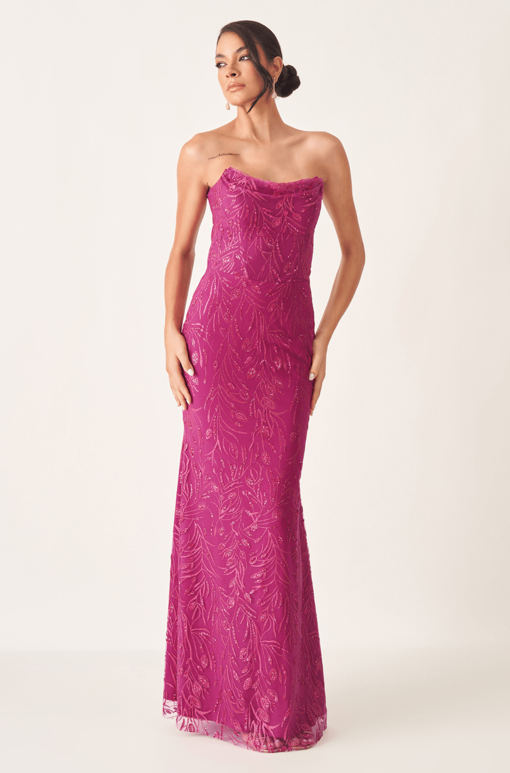 Vestido De Festa Longo Nathali Fucsia