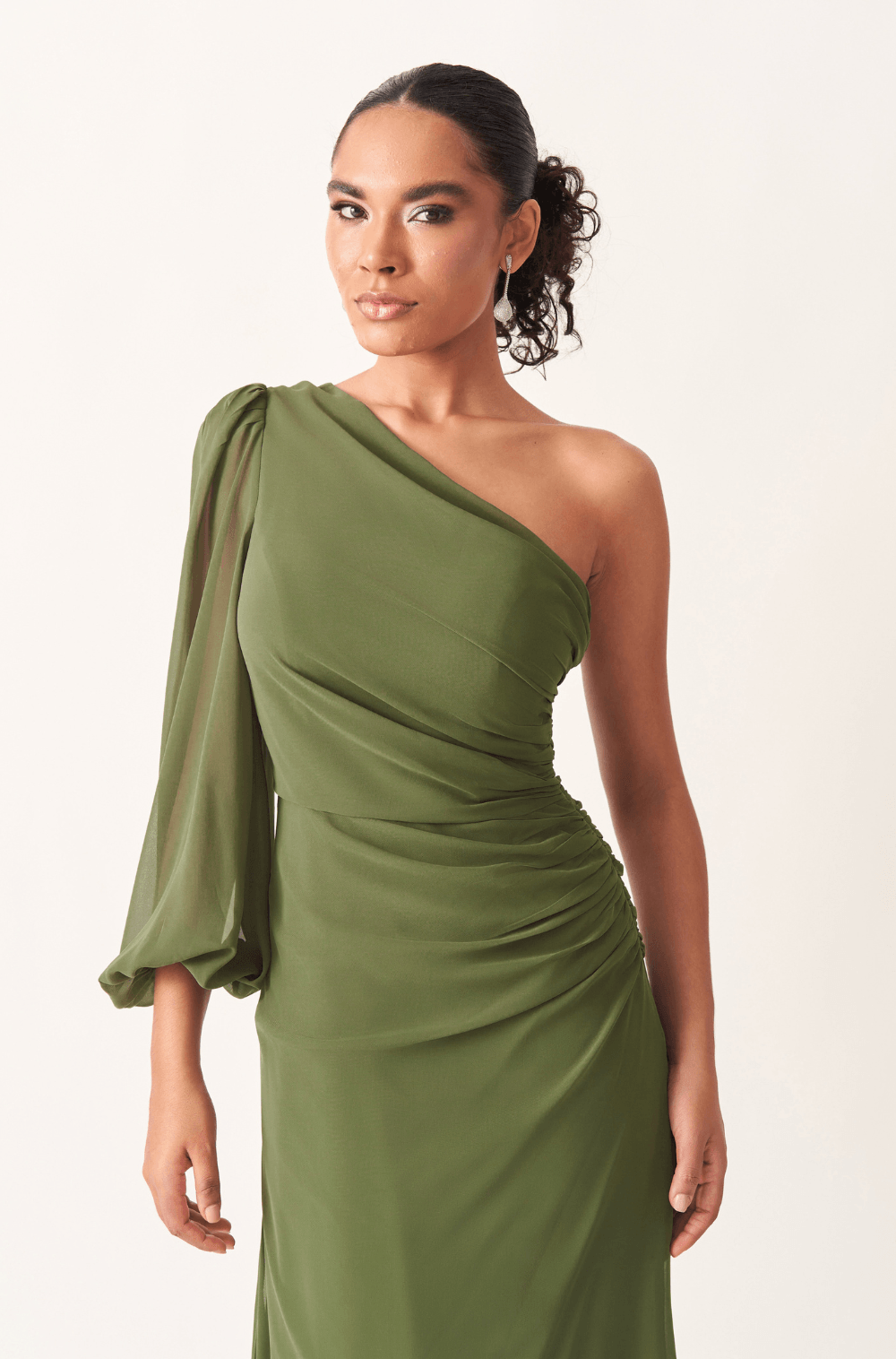 Vestido De Festa Longo Patricia Verde Oliva - Hover