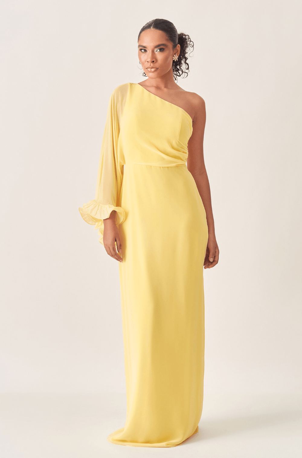 Vestido De Festa Longo Ludmila Amarelo Manteiga