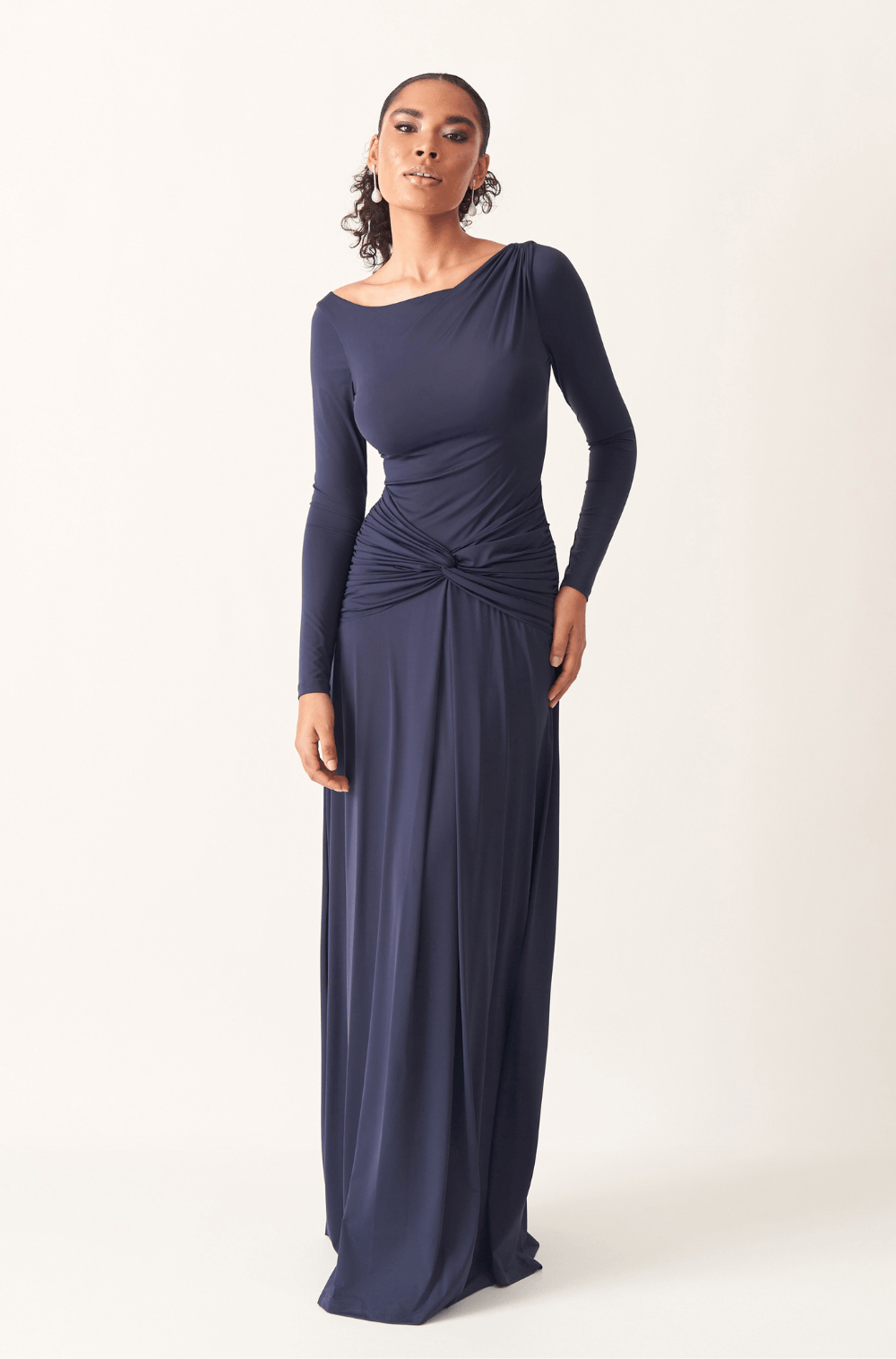 Vestido De Festa Longo Kamy Azul Marinho