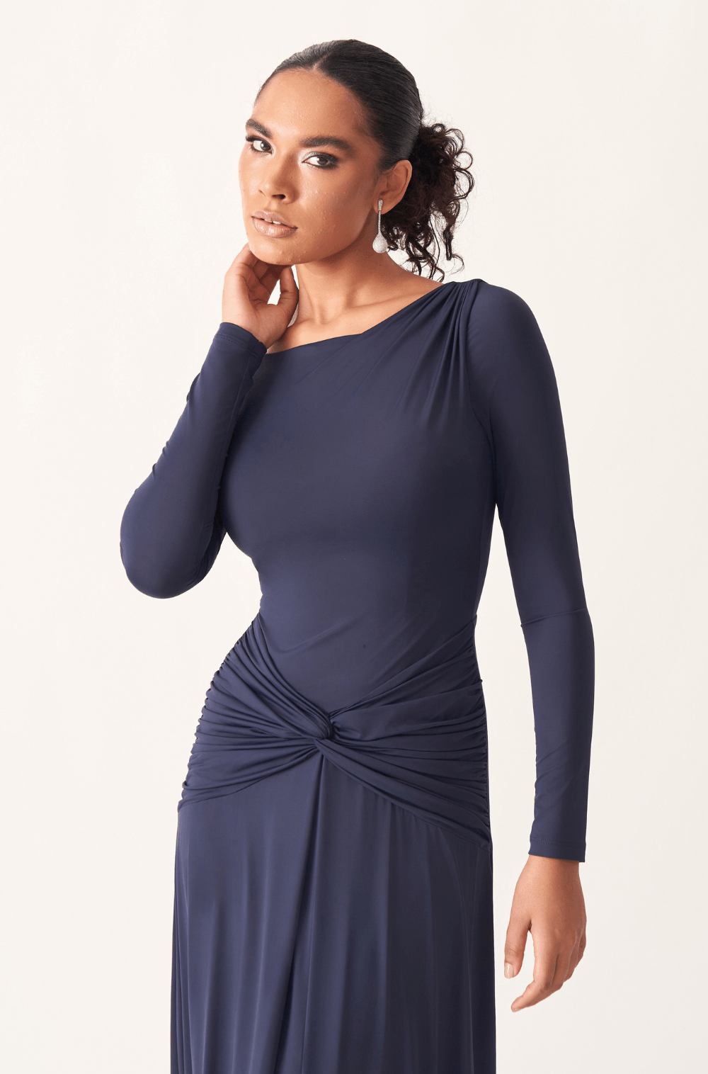 Vestido De Festa Longo Kamy Azul Marinho - Hover