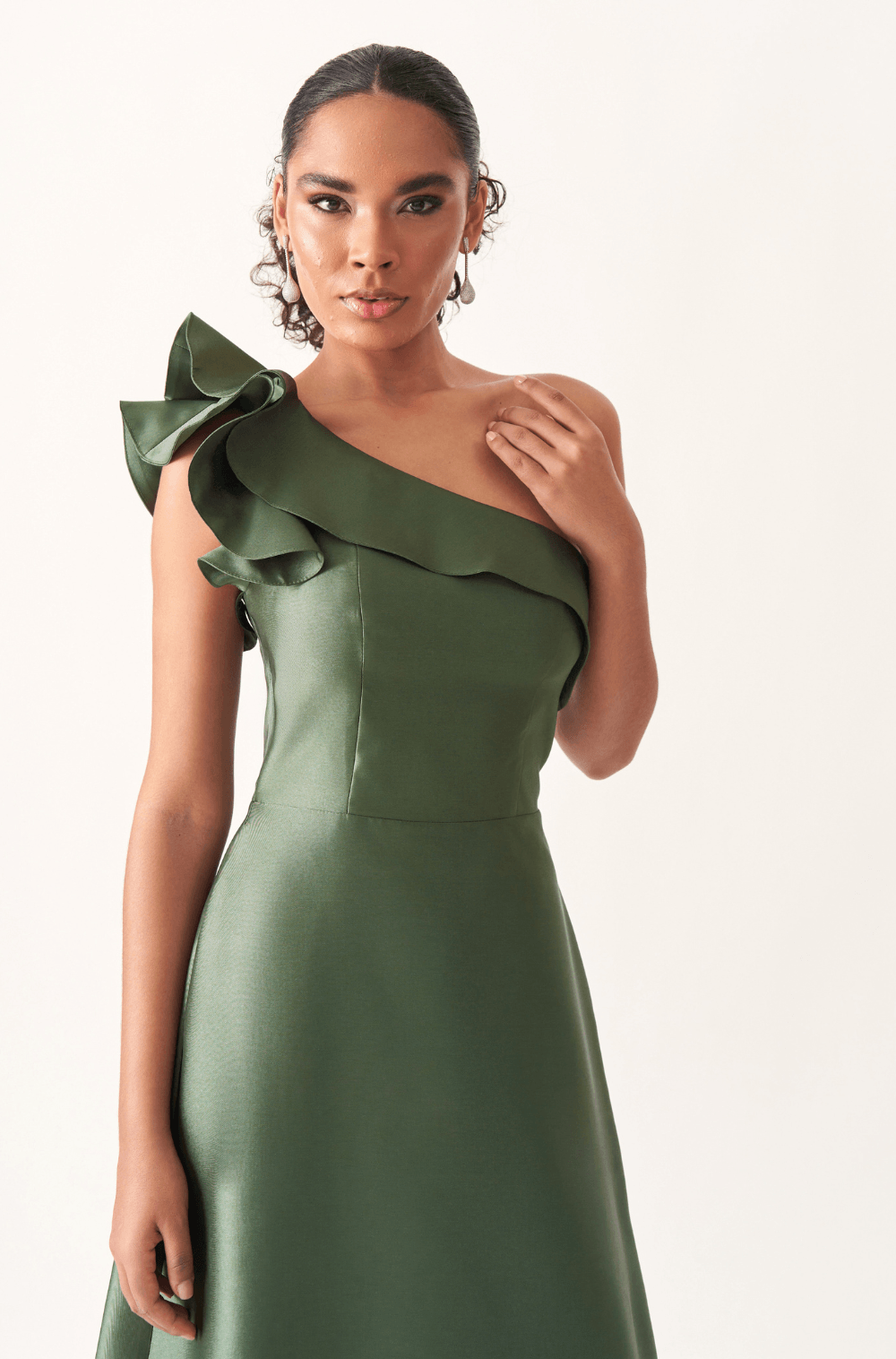 Vestido De Festa Longo Bianca Verde Oliva - Hover