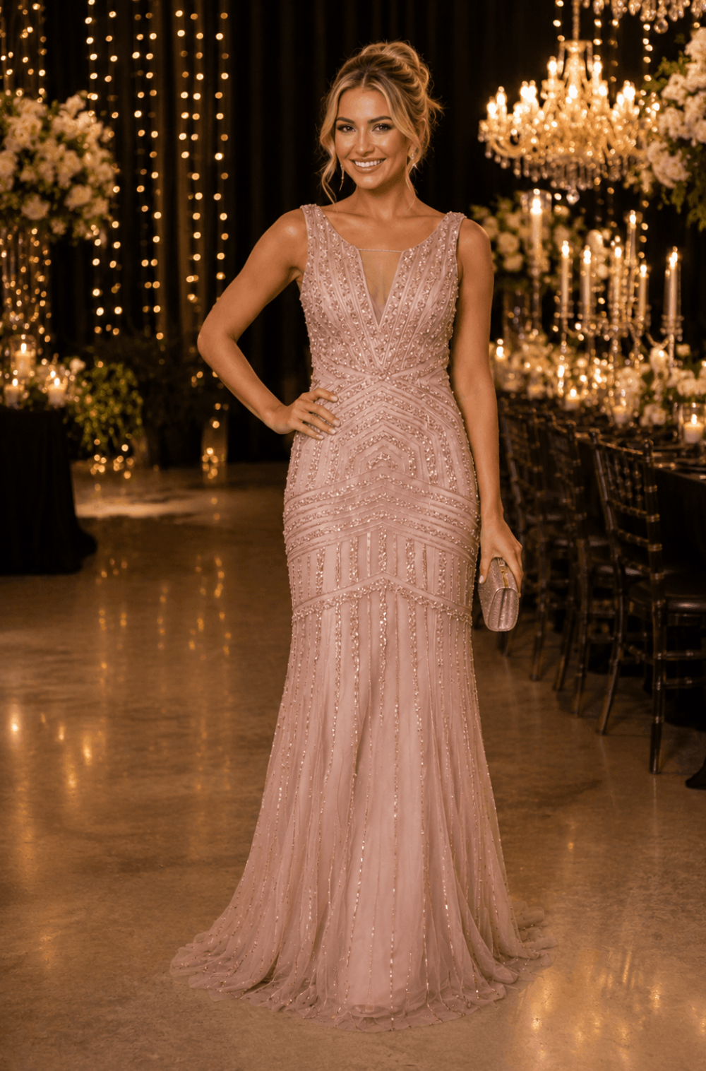 Vestido De Festa Longo Bordado Palian Lilas