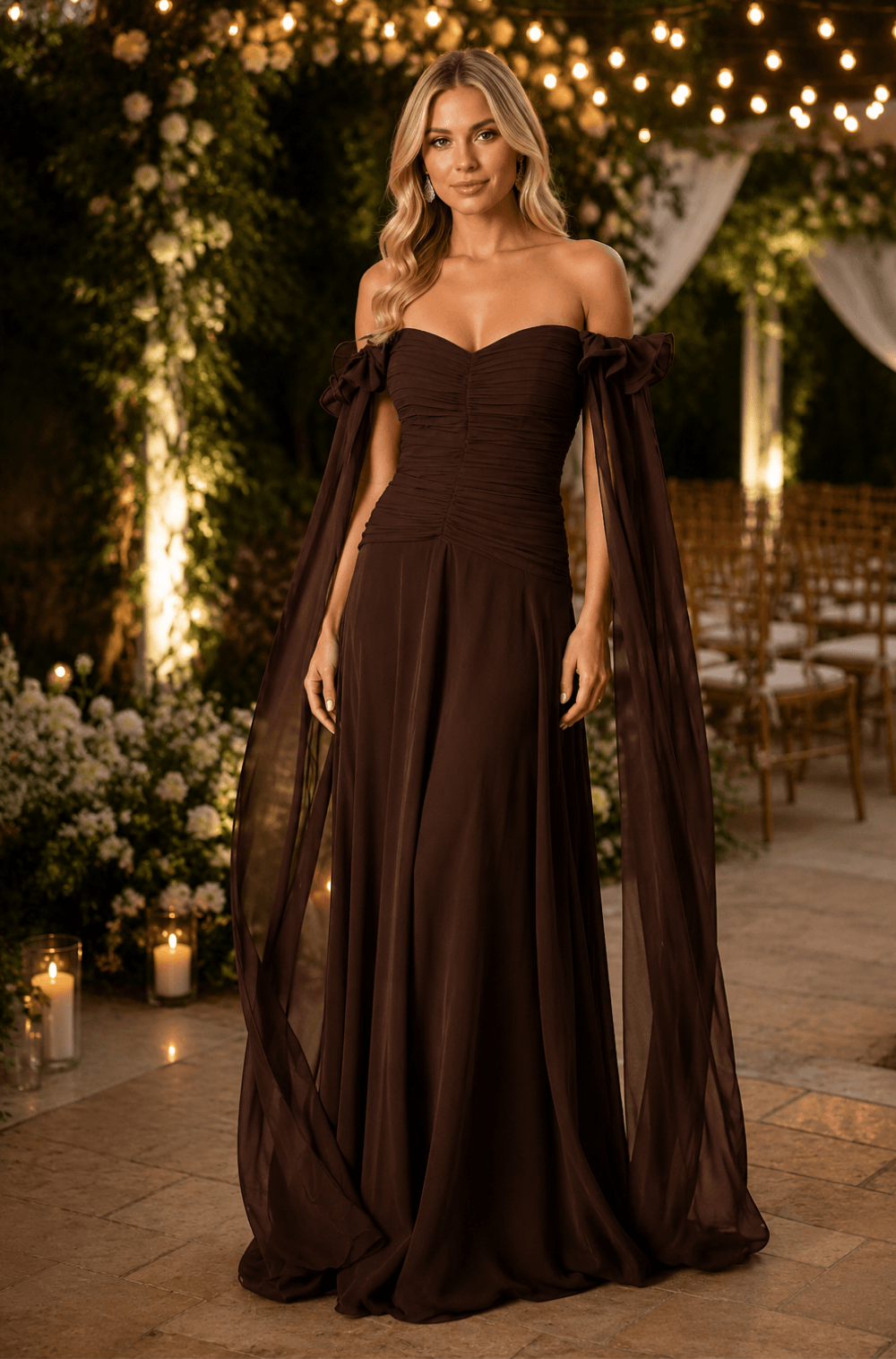 Vestido De Festa Longo Hera Marrom Cafe