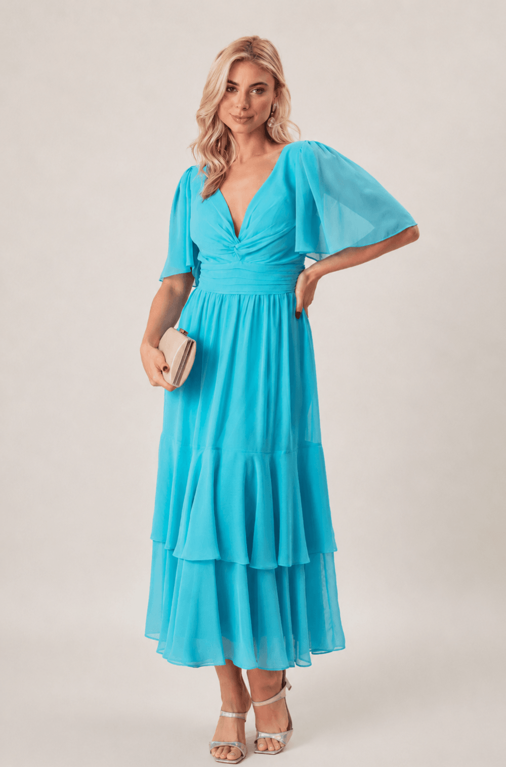 Vestido De Festa Midi Greta Acqua