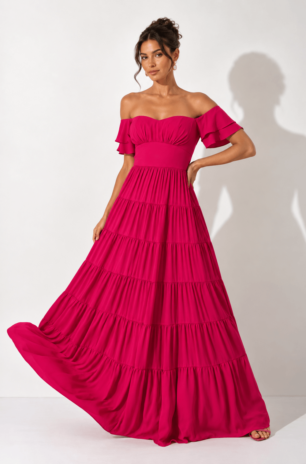 Vestido De Festa Longo Flavia Fucsia - Hover