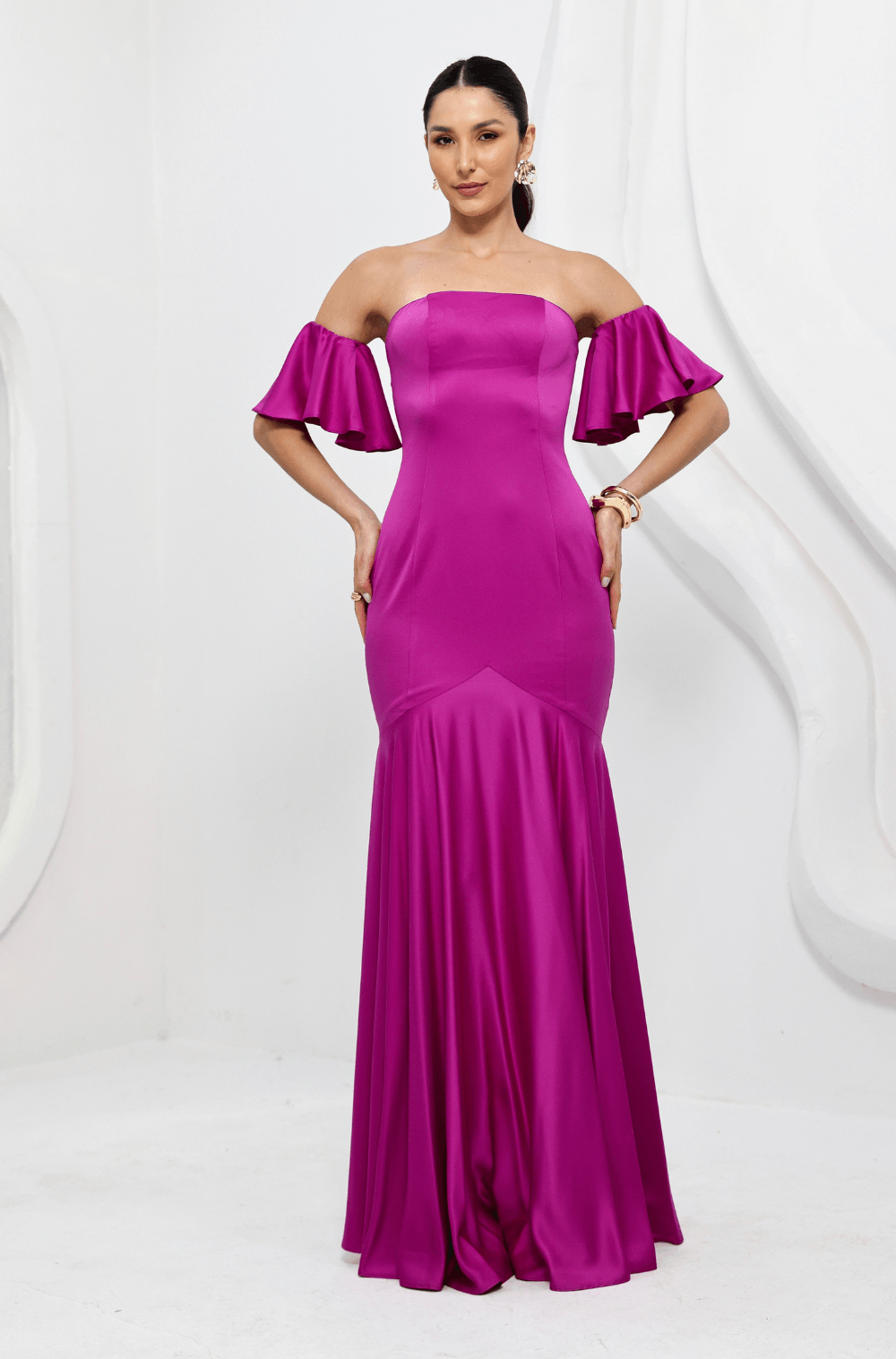 Vestido De Festa Longo Bia Fucsia