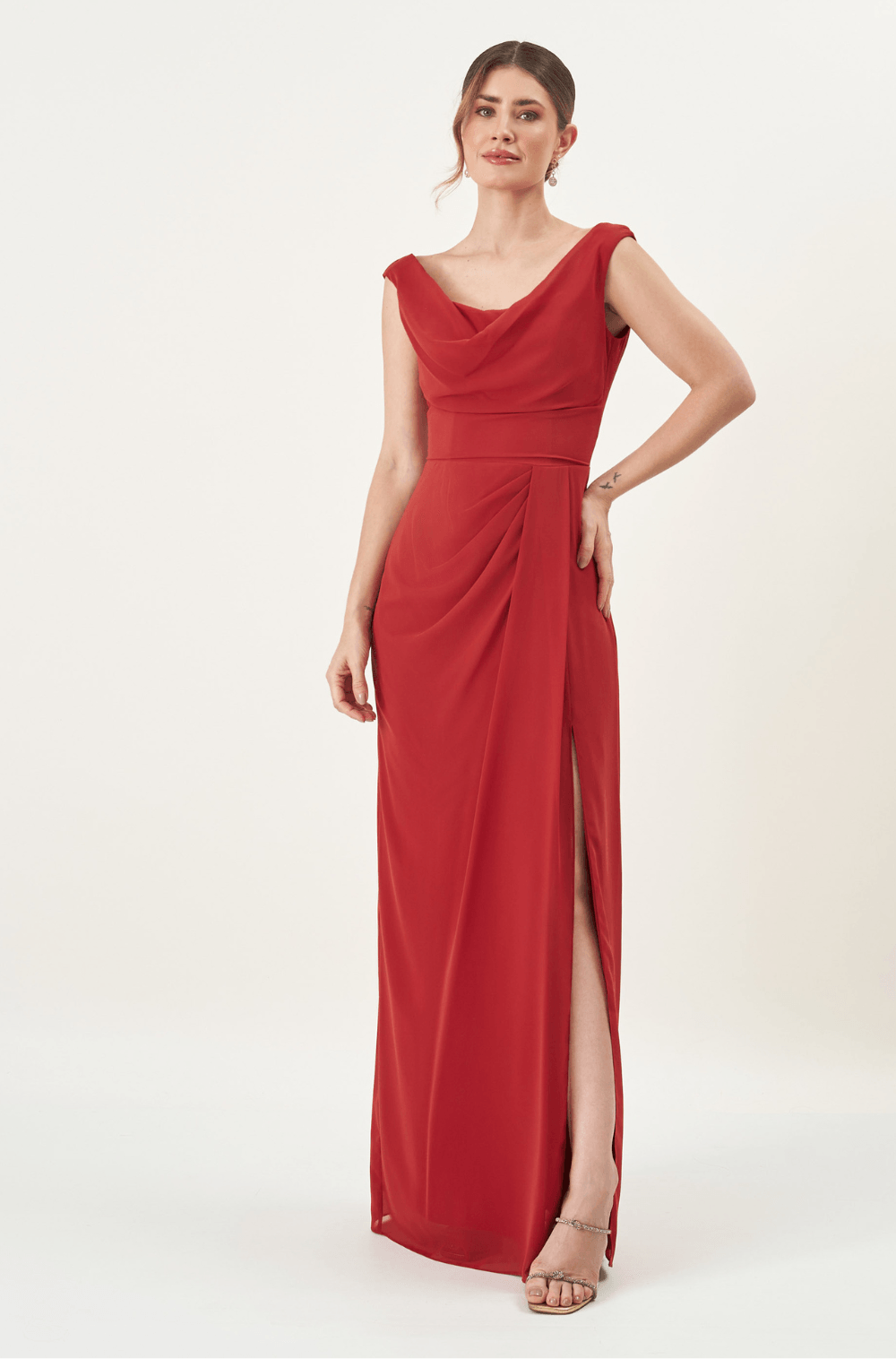 Vestido De Festa Longo Priscila Terracota