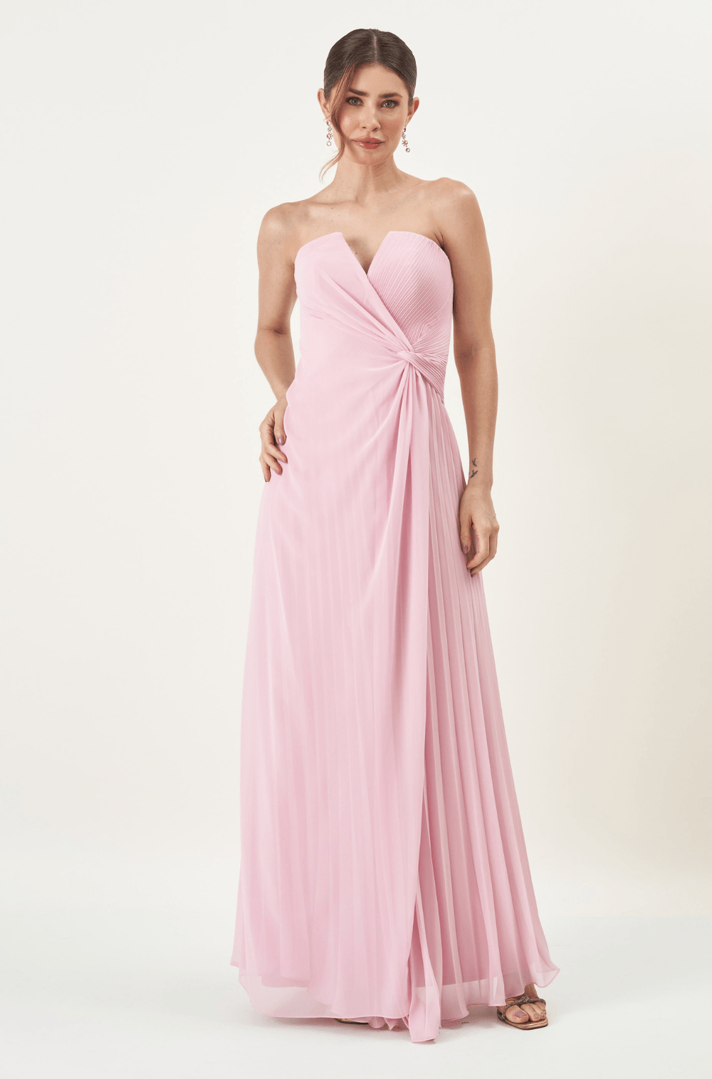 Vestido De Festa Longo Melina Rosa Claro