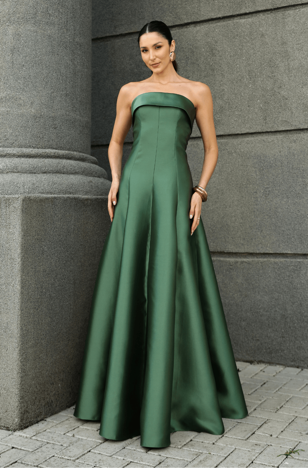 Vestido De Festa Longo Alana Verde Oliva